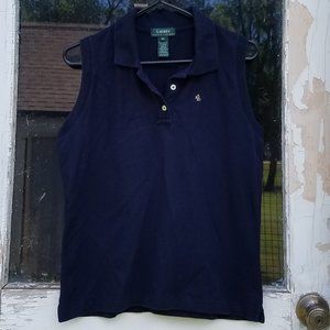 Lauren Ralph Lauren Black Sleeveless Piqué Polo Shirt